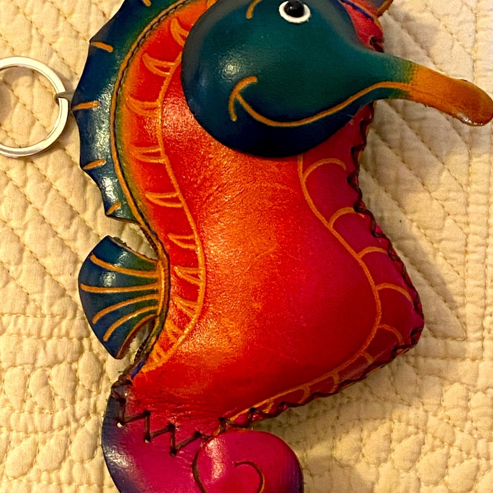 Leather seahorse wristlet